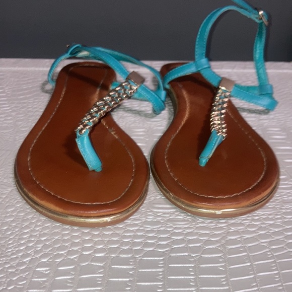 Aldo Blue and Gold Metal Sandals - Picture 2 of 5